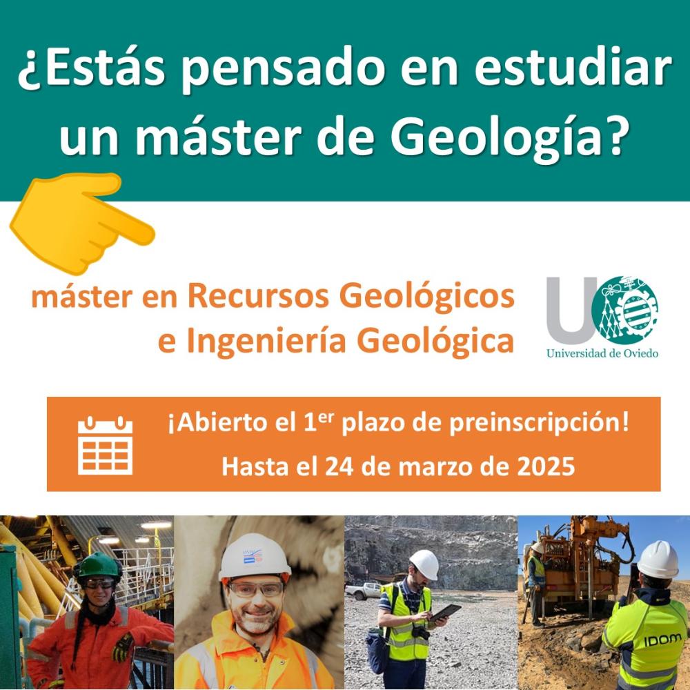 Imagen Abierto el 1er plazo de preinscripción en el Máster en Recursos Geológicos e Ingeniería Geológica, curso 2025/26