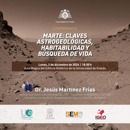 Imagen Conferencia Dr. Martínez Frías: "Marte: claves astrogeológicas,...